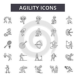 Agility line icons. Editable stroke signs. Concept icons: agile, development, scrum, strategy, methodology, software etc