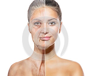 Aging and Skincare Concept. Face skin