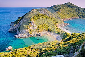 Agios Georgios beach in sunset, Corfu