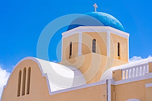 Agios Georgios Church with blue dome in Oia