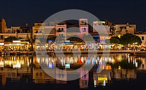 Agios Nikolaos City at Night, Crete, Greece