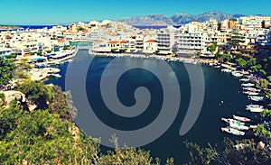 Agios Nikolaos, Crete, Greece. Agios Nikolaos is picturesque town in the eastern part of the island Crete built on the