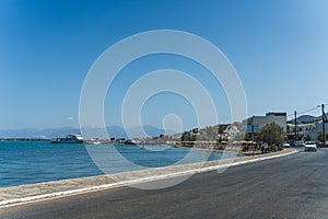 Agios Nikolaos port panoramic view. Agios, Hagios or Aghios Nikolas is a coastal city on the island of Crete in Greece
