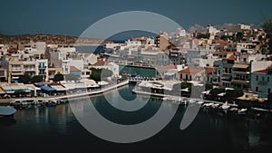 Agios Nikolaos and Voulismeni lake in Crete island, Greece. Timelapse