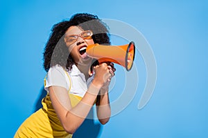 agitated african american woman in trendy