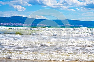 Agitated sea Nessebar bay Black Sea coast Bulgaria