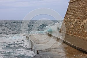 An agitated sea in the port of Dubrovnik