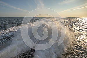 Agitated wake in the Wadden Sea