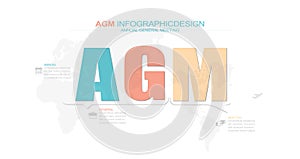 AGM, Annual general meeting. Flat vector illustration. Isolated on white. stock illustration Acronym, Adult, Annual General Meetin