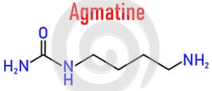 Agmatine or 4-aminobutylguanidine molecule. Skeletal formula. Chemical structure