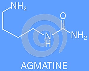 Agmatine or 4-aminobutylguanidine molecule. Skeletal formula. Chemical structure