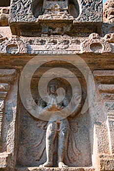 Agni, the Fire God, first niche at the base of agra-mandapa, Airavatesvara Temple, Darasuram, Tamil Nadu