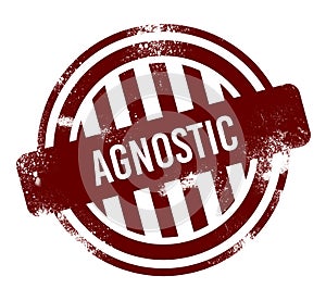Agnostic - red round grunge button, stamp