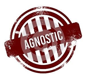 Agnostic - red round grunge button, stamp photo