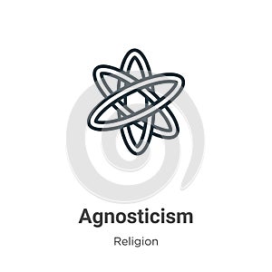 Agnosticism outline vector icon. Thin line black agnosticism icon, flat vector simple element illustration from editable religion