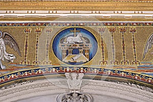 Agnus Dei (Lamb of God) - detail of mosaic of triumphal arch