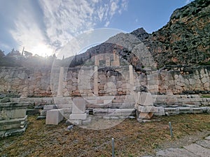 agora colums in delphi arncient area greece