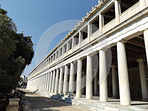 Agora palace of Athens, ancient Greek building reconstruction.