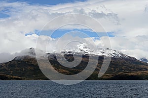 Agostini Strait in the archipelago of Tierra del Fuego.