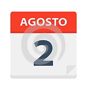 Agosto 2 - Calendar Icon - August 2. Vector illustration of Spanish Calendar Leaf photo