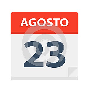 Agosto 23 - Calendar Icon - August 23. Vector illustration of Spanish Calendar Leaf photo
