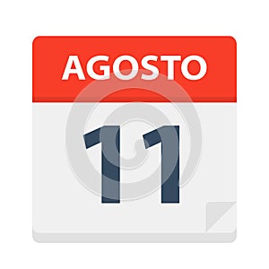 Agosto 11 - Calendar Icon - August 11. Vector illustration of Spanish Calendar Leaf photo