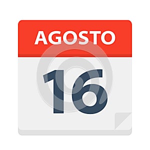 Agosto 16 - Calendar Icon - August 16. Vector illustration of Spanish Calendar Leaf photo