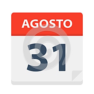 Agosto 31 - Calendar Icon - August 31. Vector illustration of Spanish Calendar Leaf photo