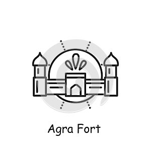 Agra fort line icon. Editable vector illustration