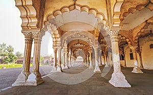 Agra Fort medieval architecture of the hall of public audience used by the Emperor at Agra India