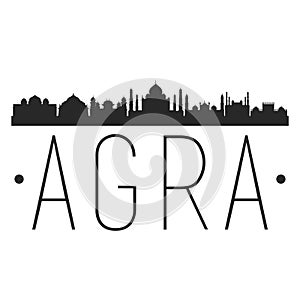 Agra India. City Skyline. Silhouette City. Design Vector. Famous Monuments.