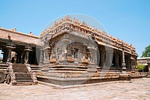 Agra-mandapa 100 pillar maha-mandapa, Airavatesvara Temple, Darasuram, Tamil Nadu. View from South East.