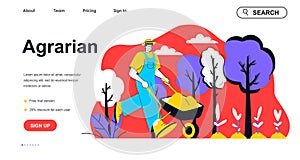 Agrarian concept for landing page template. Vector illustration