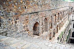 Agrasen Ki Baoli (Step Well) situated in the middle of Connaught placed New Delhi India, Old Ancient archaeology