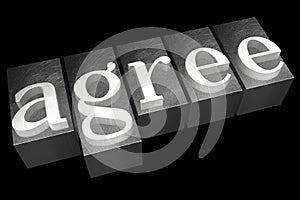 Agree concept - silver letterpress - 3D illustration