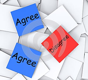 Agree Disagree Post-It Notes Mean Opinion And