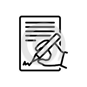 Black line icon for Agree, concur and consent