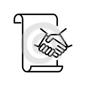 Agreement, contract, partnership, deal, handshake simple thin line icon vector illustration