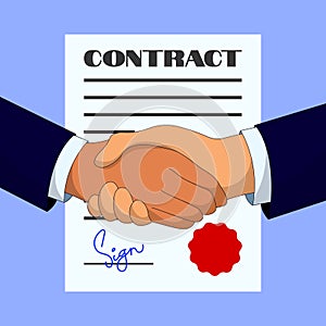 Agreement Contract Vector. Business Partnership Contract illustration Icon. Agreement Handshake Illustration business deal