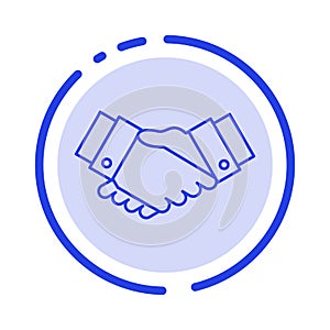 Agreement, Deal, Handshake, Business, Partner Blue Dotted Line Line Icon