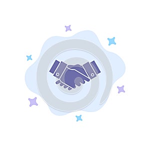Agreement, Deal, Handshake, Business, Partner Blue Icon on Abstract Cloud Background