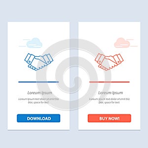 Agreement, Deal, Handshake, Business, Partner  Blue and Red Download and Buy Now web Widget Card Template