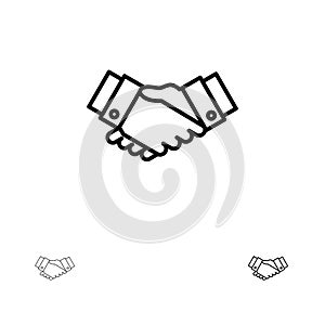 Agreement, Deal, Handshake, Business, Partner Bold and thin black line icon set