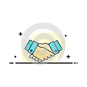 Agreement, Deal, Handshake, Business, Partner  Business Flat Line Filled Icon Vector Banner Template