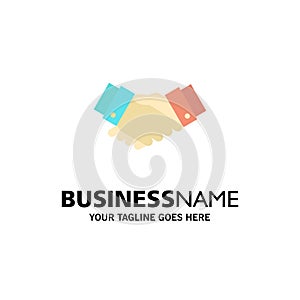 Agreement, Deal, Handshake, Business, Partner Business Logo Template. Flat Color