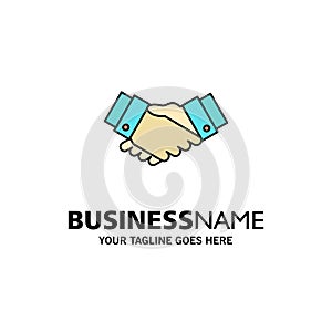 Agreement, Deal, Handshake, Business, Partner Business Logo Template. Flat Color