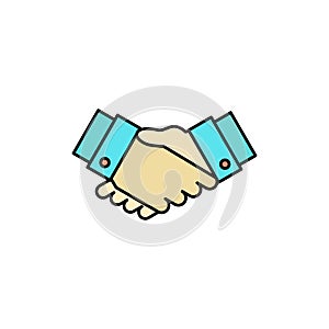 Agreement, Deal, Handshake, Business, Partner  Flat Color Icon. Vector icon banner Template
