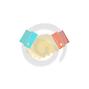 Agreement, Deal, Handshake, Business, Partner  Flat Color Icon. Vector icon banner Template