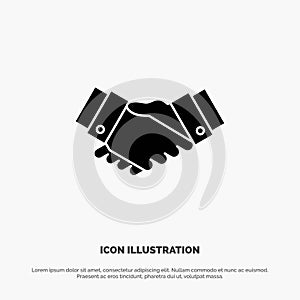 Agreement, Deal, Handshake, Business, Partner solid Glyph Icon vector