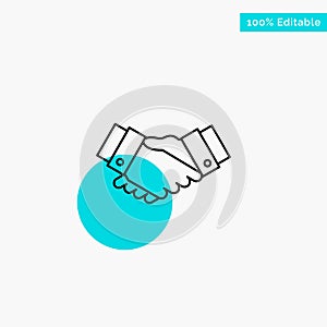 Agreement, Deal, Handshake, Business, Partner turquoise highlight circle point Vector icon